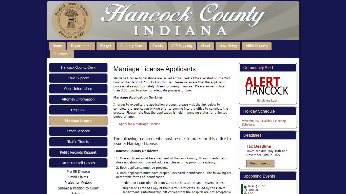 Marriage License - Hancock County, Indiana