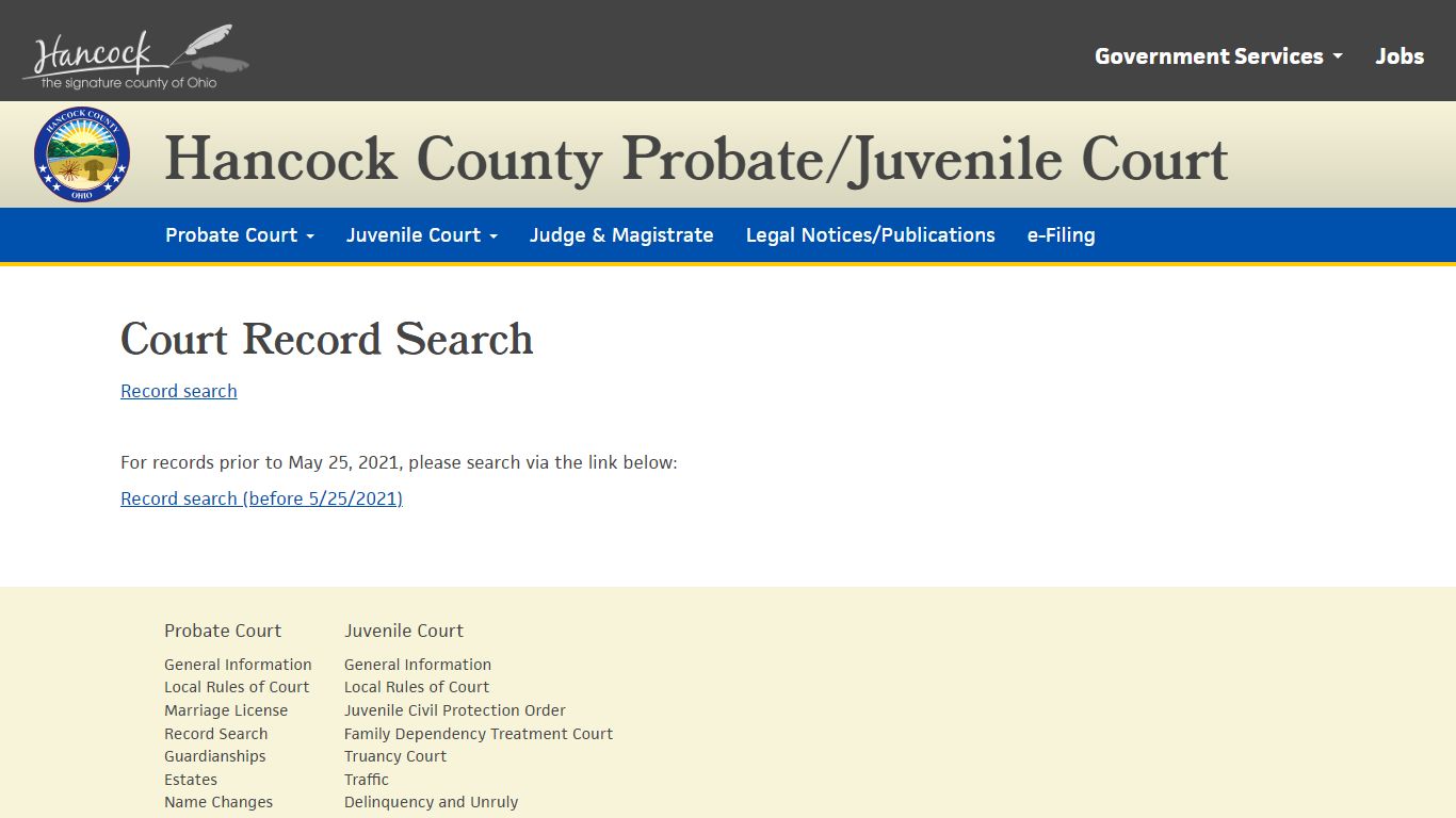 Record Search - Hancock County, Ohio